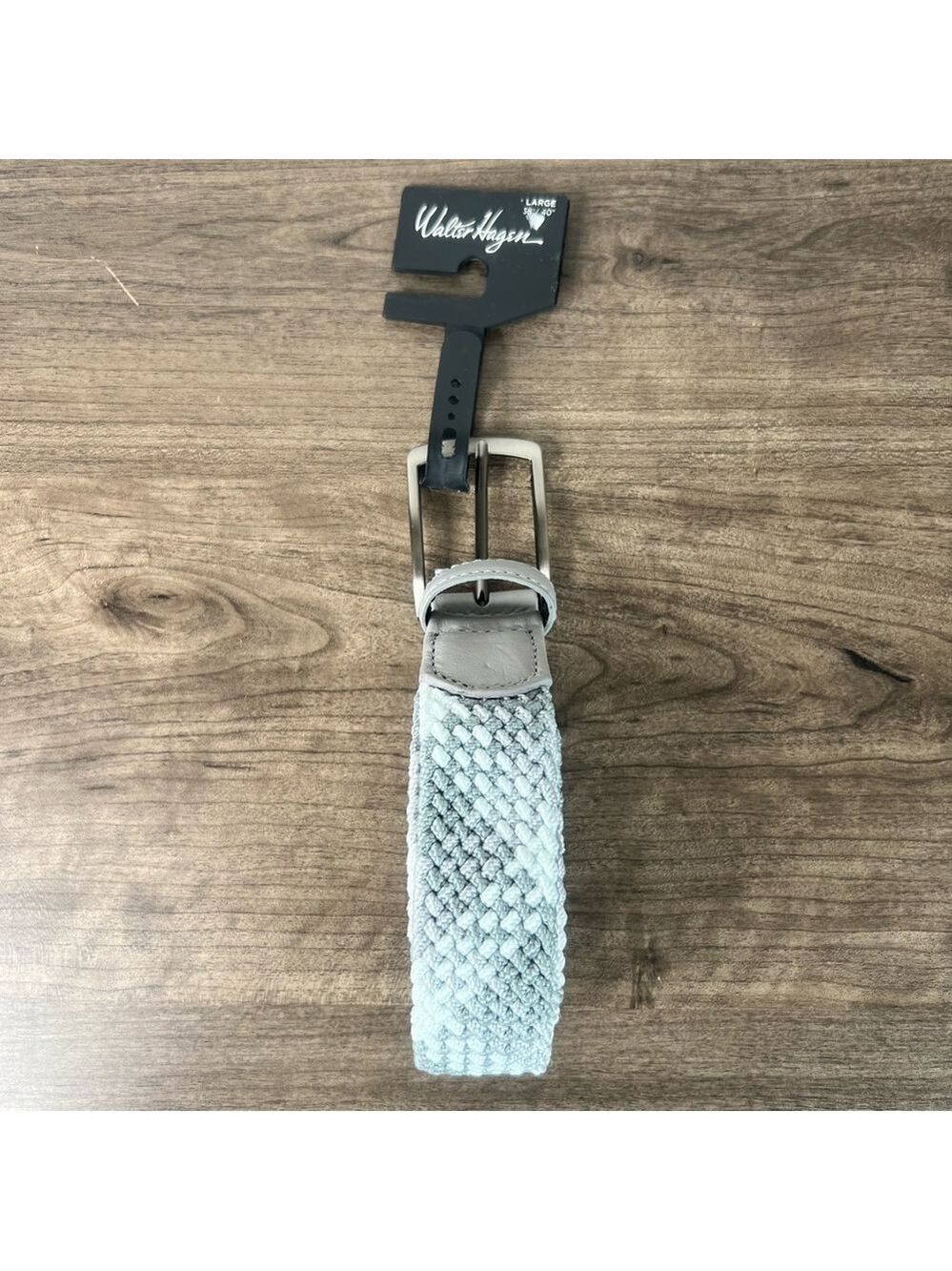 Walter Hagen Golf Woven Plaid Stretch Stingray Gray Men's Belt Size L 38 – 40
